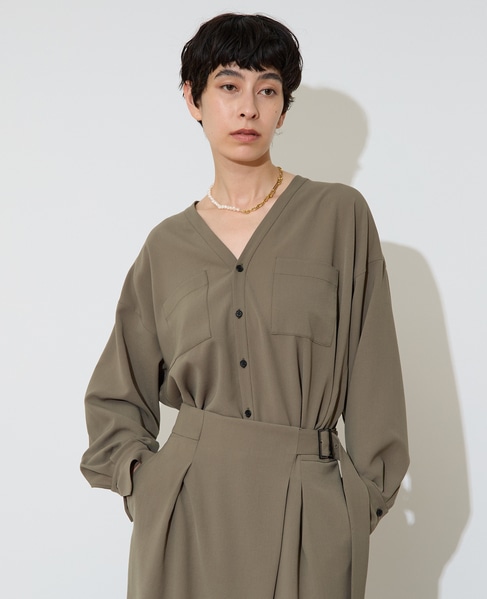 Vカラーシャツ 詳細画像 カーキ 3
