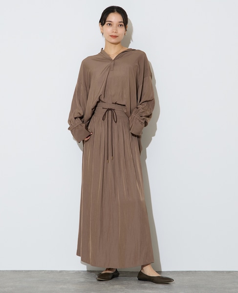 割繊ギャザースキッパーブラウス 詳細画像 カーキ 2