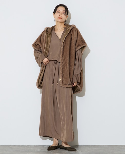 割繊ギャザースキッパーブラウス 詳細画像 カーキ 9