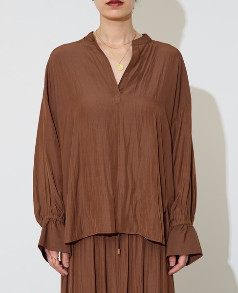 割繊ギャザースキッパーブラウス 詳細画像 ブラウン 11