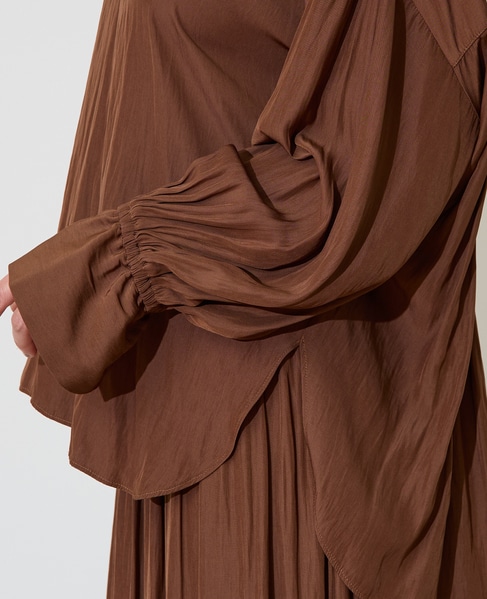 割繊ギャザースキッパーブラウス 詳細画像 ブラウン 14