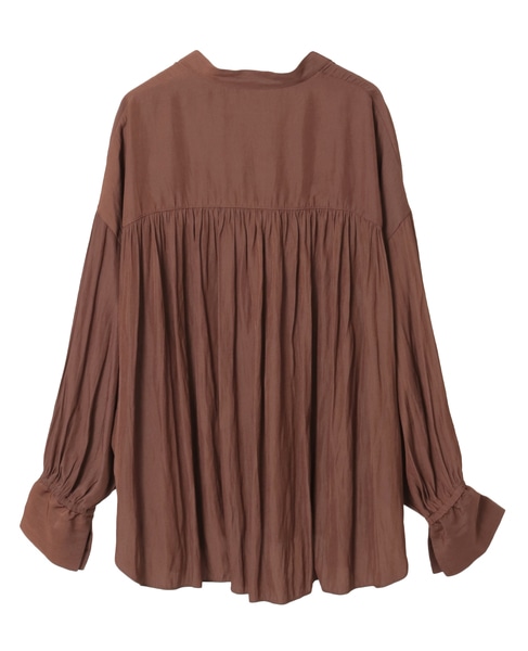 割繊ギャザースキッパーブラウス 詳細画像 ブラウン 16
