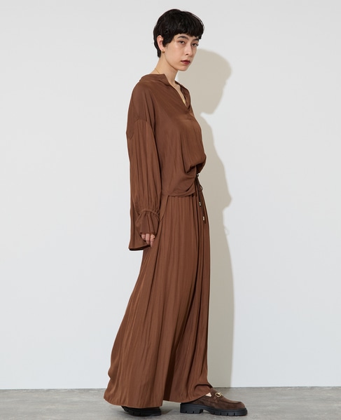 割繊ギャザースキッパーブラウス 詳細画像 ブラウン 5