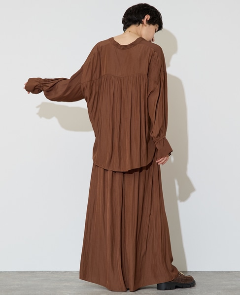 割繊ギャザースキッパーブラウス 詳細画像 ブラウン 6