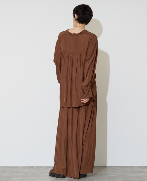 割繊ギャザースキッパーブラウス 詳細画像 ブラウン 7