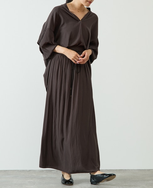 割繊ギャザースキッパーブラウス 詳細画像 チャコールグレー 3