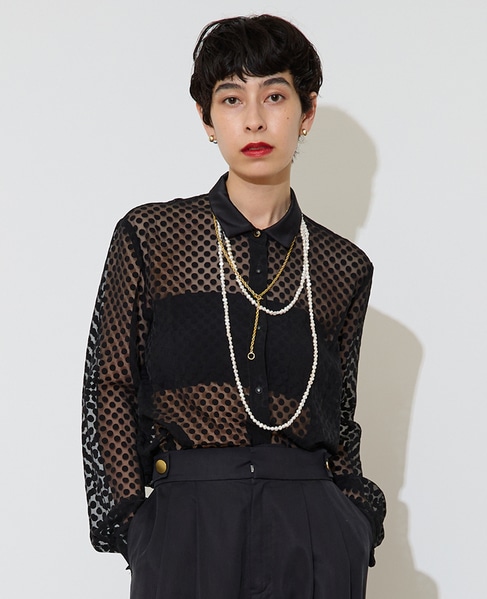 オパールドットシアーシャツ 詳細画像 ブラック 1