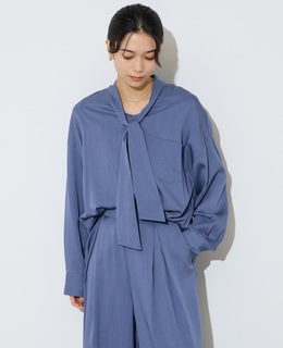 フィブリルツイルワーク調ボウタイブラウス