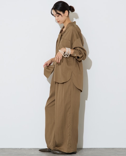 フィブリルツイルワーク調ボウタイブラウス 詳細画像 モカ 6