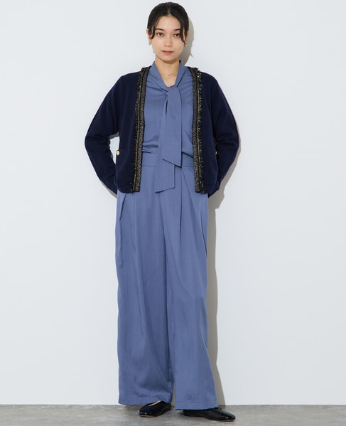 フィブリルツイルワーク調ボウタイブラウス 詳細画像 ブルー 11