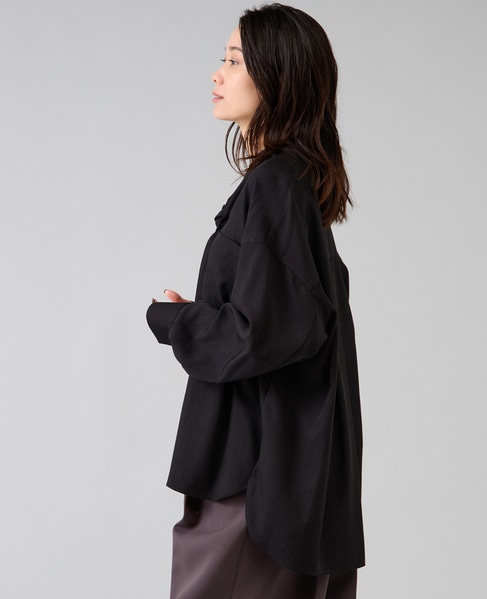 フィブリルツイルワーク調ボウタイブラウス 詳細画像 ブラック 3