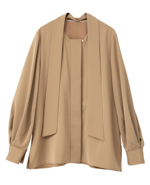 サテンボウタイ付きブラウス 詳細画像 ベージュ 8