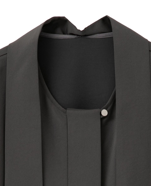 サテンボウタイ付きブラウス 詳細画像 チャコールグレー 15