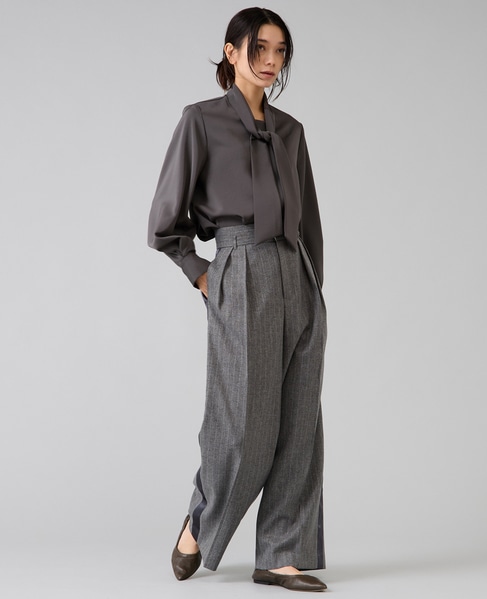 サテンボウタイ付きブラウス 詳細画像 チャコールグレー 5