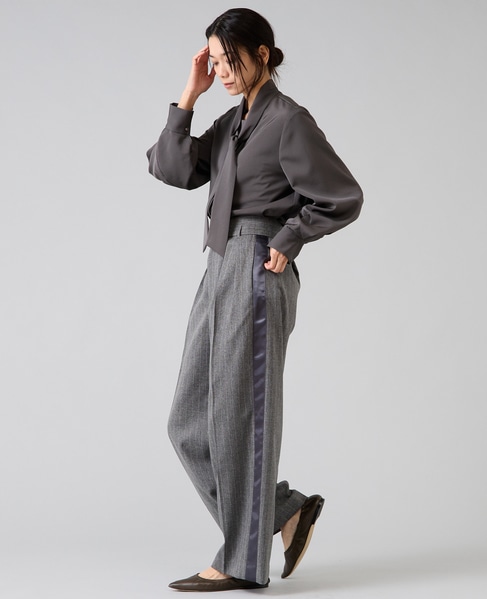 サテンボウタイ付きブラウス 詳細画像 チャコールグレー 8