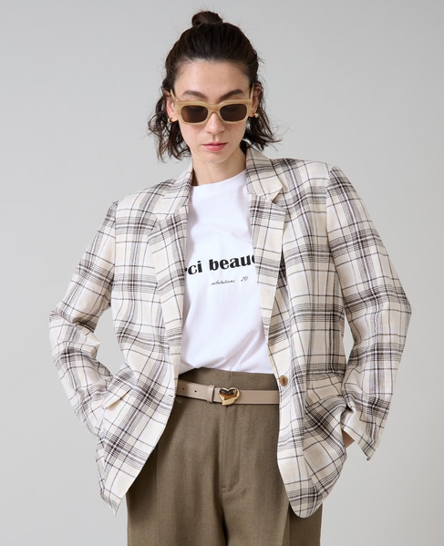 リネンテーラードジャケット 詳細画像 チェック 1