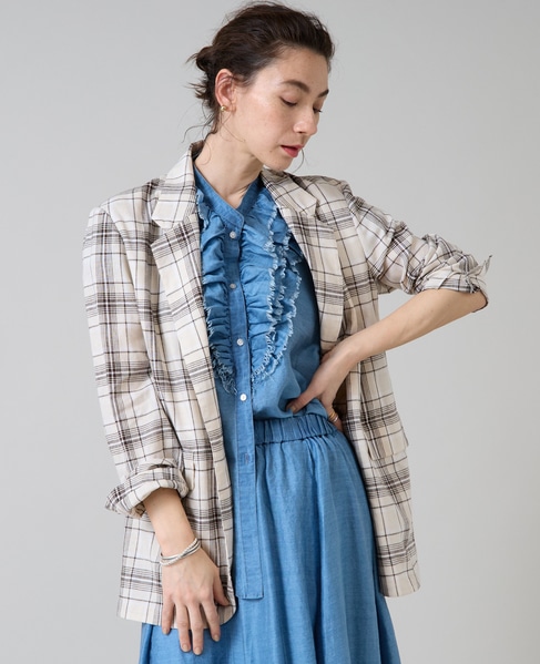 リネンテーラードジャケット 詳細画像 チェック 6