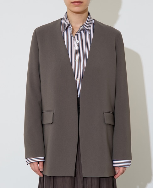 【定番】ダブルクロスノーカラージャケット 詳細画像 チャコール 10