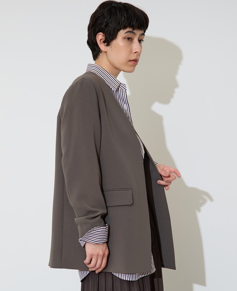 【定番】ダブルクロスノーカラージャケット 詳細画像 チャコール 3