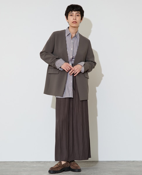 【定番】ダブルクロスノーカラージャケット 詳細画像 チャコール 4