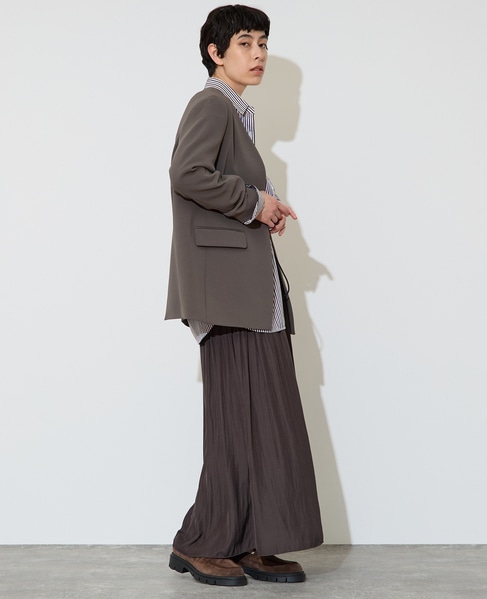 【定番】ダブルクロスノーカラージャケット 詳細画像 チャコール 5