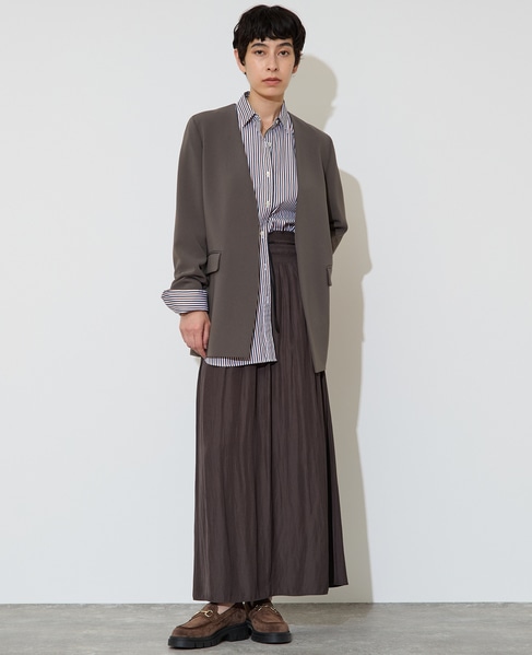 【定番】ダブルクロスノーカラージャケット 詳細画像 チャコール 6