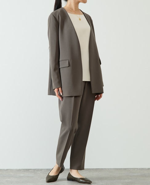 【定番】ダブルクロスノーカラージャケット 詳細画像 チャコール 8