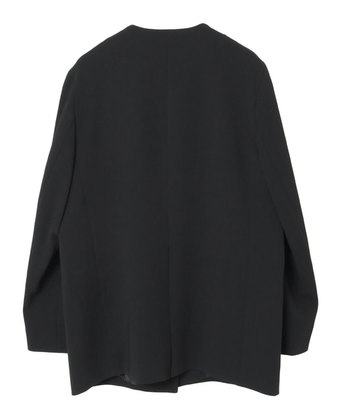 【定番】ダブルクロスノーカラージャケット 詳細画像 ブラック 13