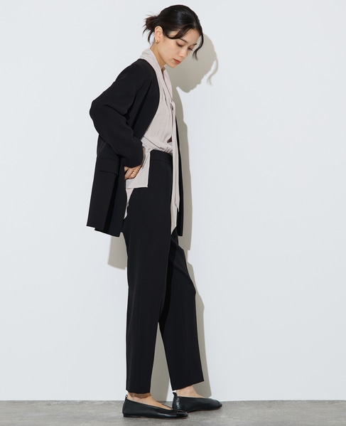 【定番】ダブルクロスノーカラージャケット 詳細画像 ブラック 2