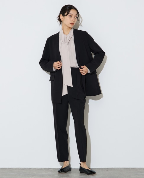 【定番】ダブルクロスノーカラージャケット 詳細画像 ブラック 7