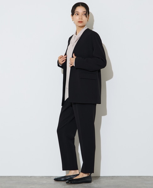 【定番】ダブルクロスノーカラージャケット 詳細画像 ブラック 8