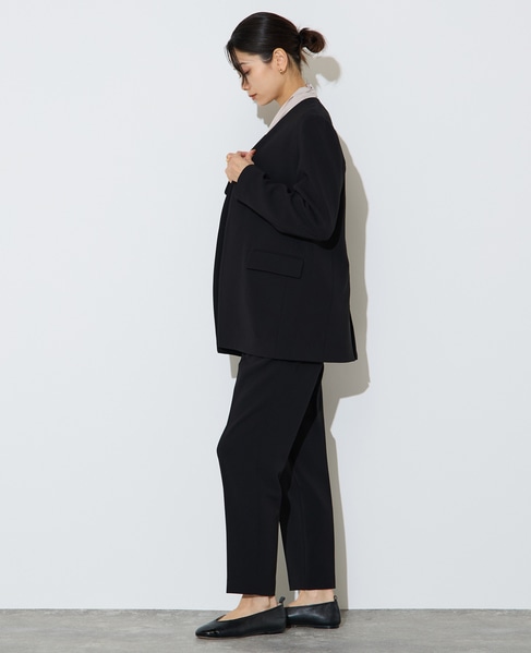 【定番】ダブルクロスノーカラージャケット 詳細画像 ブラック 9