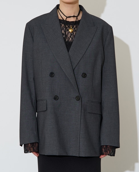 テーラードダブルジャケット 詳細画像 チャコールグレー 8