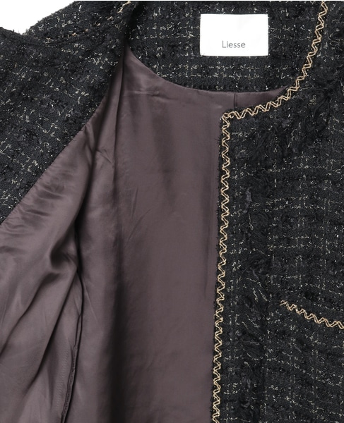 ブレード使いノーカラーツイードジャケット 詳細画像 ブラック 13