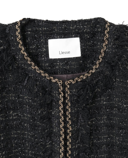 ブレード使いノーカラーツイードジャケット 詳細画像 ブラック 7