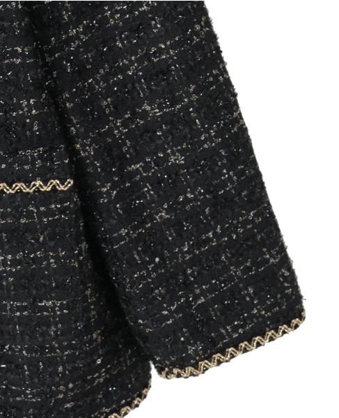 ブレード使いノーカラーツイードジャケット 詳細画像 ブラック 8