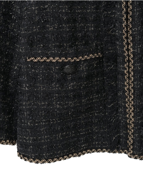 ブレード使いノーカラーツイードジャケット 詳細画像 ブラック 9