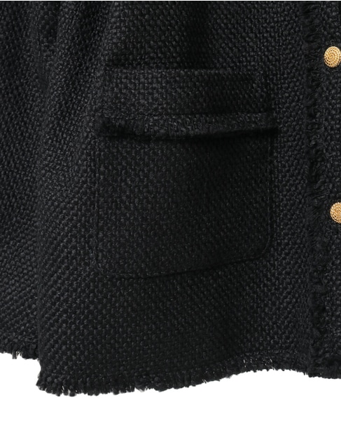フリンジノーカラーツイードジャケット 詳細画像 ブラック 11