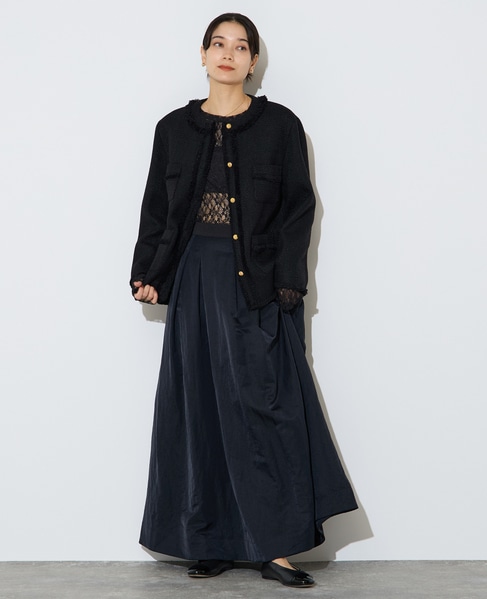 フリンジノーカラーツイードジャケット 詳細画像 ブラック 4