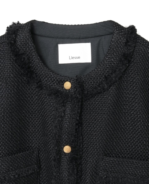 フリンジノーカラーツイードジャケット 詳細画像 ブラック 9