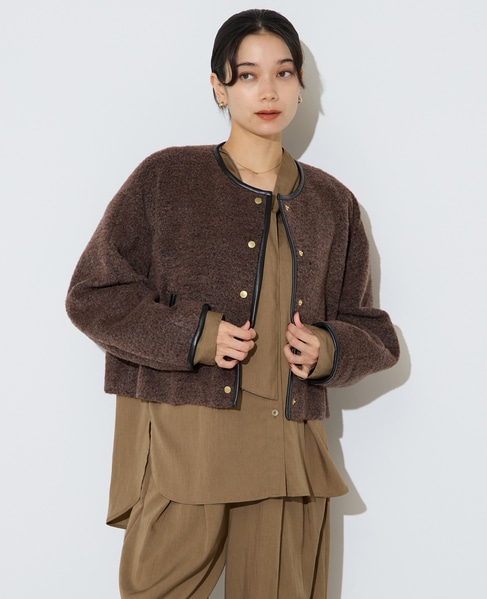 クロップドボアジャケット 詳細画像 ブラウン 2
