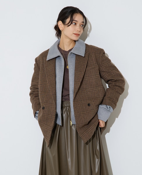 ピークドダブルジャケット 詳細画像 グレンチェック 1