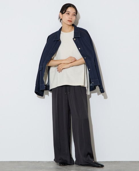 サテンドロストワイドパンツ 詳細画像 ブラック 13