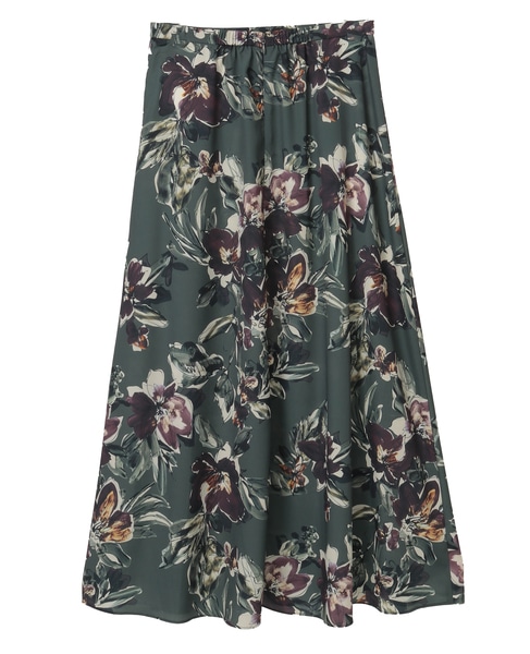 フラワープリントフレアスカート 詳細画像 チャコール 12