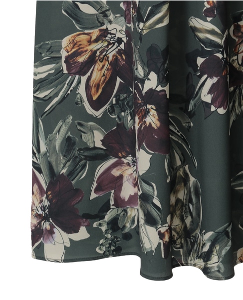 フラワープリントフレアスカート 詳細画像 チャコール 16