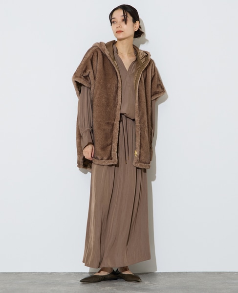 割繊シャーリングナロースカート 詳細画像 カーキ 10