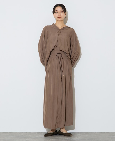 割繊シャーリングナロースカート 詳細画像 カーキ 4