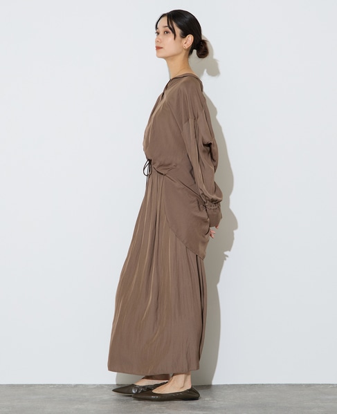 割繊シャーリングナロースカート 詳細画像 カーキ 5