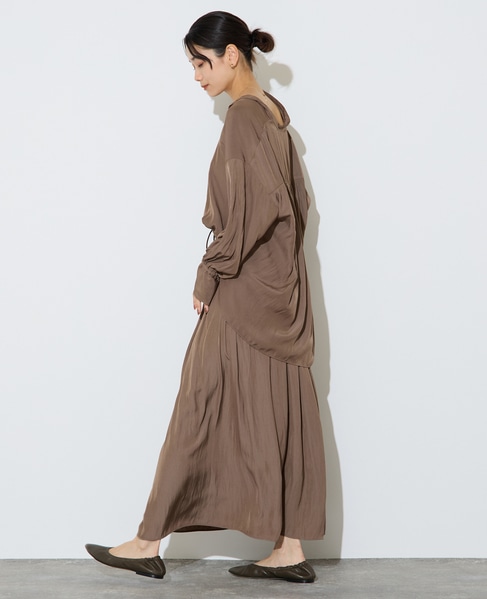 割繊シャーリングナロースカート 詳細画像 カーキ 7