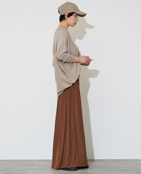 割繊シャーリングナロースカート 詳細画像 ブラウン 3